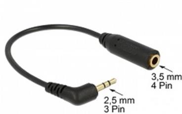 Delock Audio kabel Stereo jack 2.5 mm 3 pin samec > Stereo jack 3.5 mm 4 pin samice pravoúhlá