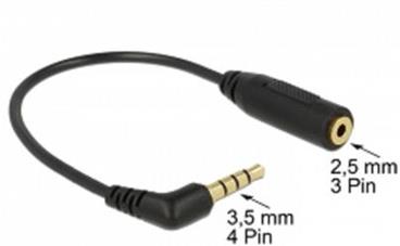 Delock Audio kabel Stereo jack 3.5 mm 4 pin samec > Stereo jack 2.5 mm 3 pin samice pravoúhlá