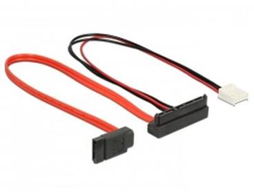 Delock Cable SATA 6 Gb/s 7 pin receptacle + Floppy 4 pin power receptacle (5 V) > SATA 22 pin receptacle upwards angled
