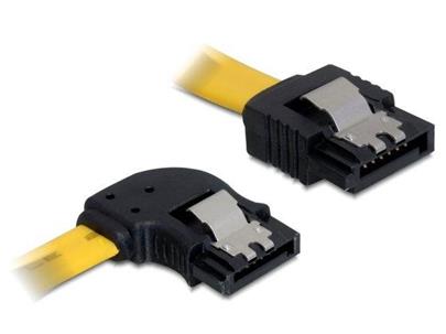 Delock Cable SATA 6 Gb/s male straight> SATA male left angled 30 cm yellow metal