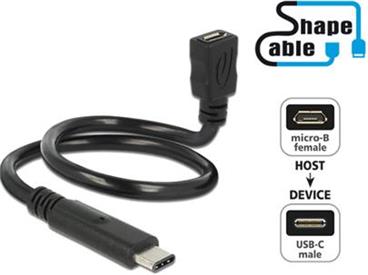 Delock Cable USB 2.0 Micro-B female > USB 2.0 Type-C™ male ShapeCable 0.15 m