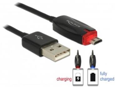 Delock datový a nabíjecí kabel USB 2.0-A samec > Micro USB-B samec s LED indikátorem