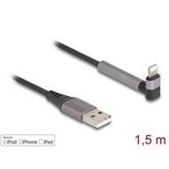 Delock Datový a nabíjecí kabel z rozhraní USB Typ-A na Lightning™ pro iPhone™, iPad™, iPod™, pravoúhlý, s funkcí stojanu