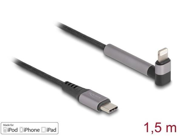 Delock Datový a nabíjecí kabel z rozhraní USB Type-C™ na Lightning™ pro iPhone™, iPad™, iPod™, pravoúhlý