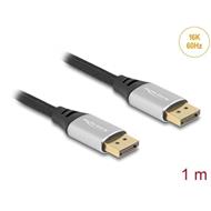 Delock DisplayPort kabel 16K 60 Hz 1 m stříbrný kovový