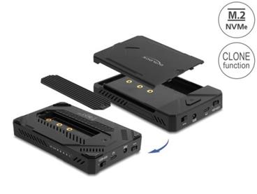 Delock Externí pouzdro USB Type-C™ pro 1 x SSD M.2 NVMe + 1 x SATA SSD / HDD 2.5” s funkcí klonování