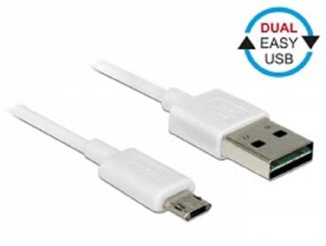 Delock Kabel EASY-USB 2.0 Typ-A samec > EASY-USB 2.0 Typ Micro-B samec 3 m bílá