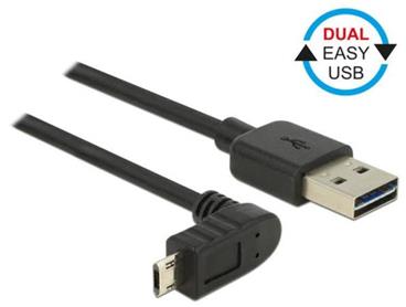 Delock Kabel EASY-USB 2.0 Typ-A samec > EASY-USB 2.0 Typ Micro-B samec pravoúhlý nahoru / dolů 3 m černý
