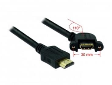 Delock kabel HDMI A samec > HDMI A samice přišroubovatelná 110° nahnutá 1 m