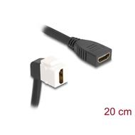 Delock Kabel HDMI Keystone modulu ze zásuvky na zásuvku, pravoúhlý, 90°, 8K 60 Hz, 20 cm, černý