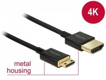 Delock Kabel High Speed HDMI s Ethernetem - HDMI-A samec > HDMI Mini-C samec 3D 4K 0,25 m Slim High Quality
