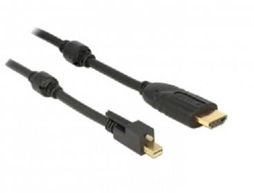 Delock Kabel mini Displayport 1.2 samec se šroubky > HDMI samec 4K aktivní černý 2 m