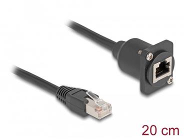 Delock Kabel RJ45 typu-D, ze zástrčky na zásuvku, Cat.5e, černý, 20 cm