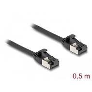 Delock Kabel RJ45 ze zástrčky na zástrčku, Cat.8.1, ohebný, 0,5 m, černý