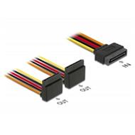 Delock Kabel SATA 15 pin napájecí samec s aretací > 2 x SATA 15 pin napájecí samice nahoru 15 cm