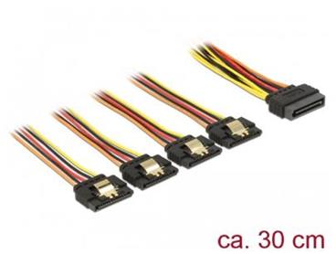 Delock Kabel SATA 15 pin napájecí samec s aretací > SATA 15 pin napájecí samice 4 x přímý 30 cm