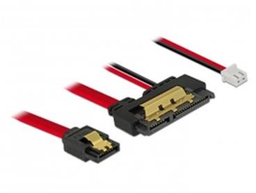 Delock Kabel SATA 6 Gb/s 7 pin samice + 2 pin napájecí samice > SATA 22 pin samice přímý (5 V) kovový 30 cm