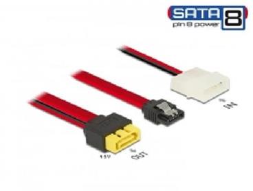 Delock Kabel SATA 6 Gb/s 7 pin samice + Molex 2 pin napájení samec > SATA samec s pin 8 napájení latchtype 30 cm