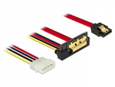 Delock Kabel SATA 6 Gb/s 7 pin samice + Molex 4 pin napájecí konektor > SATA 22 pin samice pravoúhlý dolů kovový 30 cm