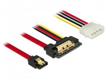 Delock Kabel SATA 6 Gb/s 7 pin samice + Molex 4 pin napájecí konektor > SATA 22 pin samice přímý kovový 30 cm