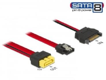 Delock Kabel SATA 6 Gb/s 7 pin samice + SATA 15 pin napájení samec > SATA samec s pin 8 napájení latchtype 30 cm