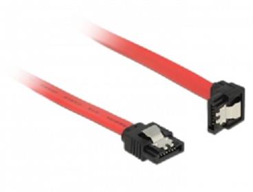 Delock Kabel SATA 6 Gb/s samec přímý > SATA samec pravoúhlý dolů 20 cm červený kovová spona
