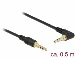 Delock Kabel Stereo Jack 3,5 mm 3 pin samec > samec pravoúhlý 0,5 m černý