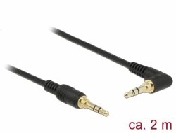 Delock Kabel Stereo Jack 3,5 mm 3 pin samec > samec pravoúhlý 2 m černý