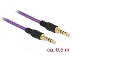 Delock Kabel Stereo Jack 3,5 mm 4 pin samec > samec 0,5 m fialový