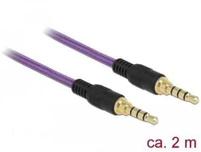 Delock Kabel Stereo Jack 3,5 mm 4 pin samec > samec 2 m fialový