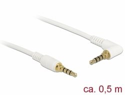 Delock Kabel Stereo Jack 3,5 mm 4 pin samec > samec pravoúhlý 0,5 m bílá