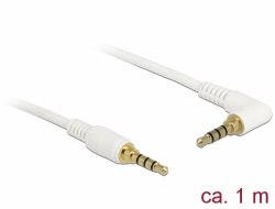 Delock Kabel Stereo Jack 3,5 mm 4 pin samec > samec pravoúhlý 1 m bílá