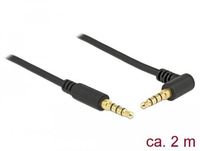 Delock Kabel Stereo Jack 3,5 mm 4 pin samec > samec pravoúhlý 2 m černá