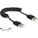 Delock kabel USB 2.0-A samec / samec, kroucený 20-60cm