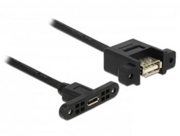 Delock kabel USB 2.0 Micro-B samice přišroubovatelná > USB 2.0 Type-A samice přišroubovatelná 1 m