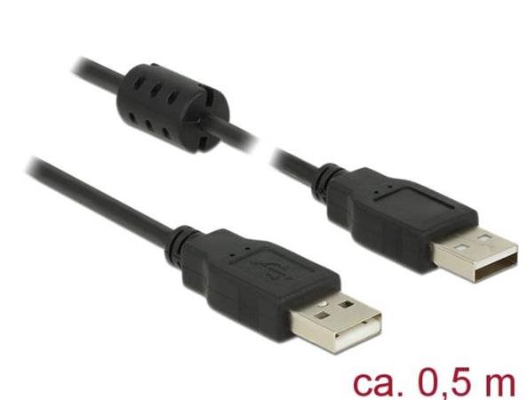 Delock Kabel USB 2.0 Typ-A samec > USB 2.0 Typ-A samec 0,5 m černý