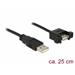 Delock Kabel USB 2.0 Typ-A samec > USB 2.0 Typ-A samice montážní panel 0,25 m