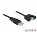 Delock Kabel USB 2.0 Typ-A samec > USB 2.0 Typ-A samice montážní panel 0,5 m