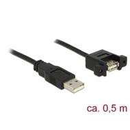 Delock Kabel USB 2.0 Typ-A samec > USB 2.0 Typ-A samice montážní panel 0,5 m