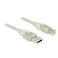 Delock Kabel USB 2.0 Typ-A samec > USB 2.0 Typ-B samec 1,5m transparentní