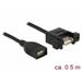 Delock Kabel USB 2.0 Typ-A samice > USB 2.0 Typ-A samice montážní panel 0,5 m