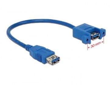 Delock kabel USB 3.0 Type-A samice > USB 3.0 Type-A samice přišroubovatelný 25 cm