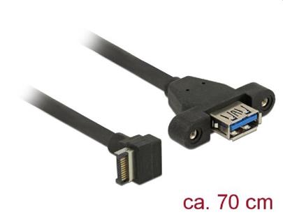 Delock Kabel USB 3.1 Gen 2 key A 20 pin samec > USB 3.1 Gen 2 Typ-A samice montáž na panel 70 cm