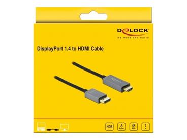 Delock Kabel z Active DisplayPort 1.4 na HDMI, 4K, 60 Hz (HDR), 1 m