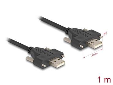 Delock Kabel ze zástrčky USB 2.0 Typ-A na zástrčku, se šrouby, 1 m, černý