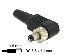 Delock Konektor DC 5,5 x 2,1 mm s délkou 9,5 mm samec pravoúhlý