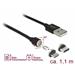 Delock Magnetický USB datový a napájecí kabelový set pro Micro USB / USB Type-C™ černý 1,1 m
