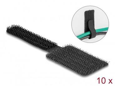Delock Miniaturní držák kabelů na suchý zip D 90 mm x Š 24 mm samolepicí, 10 ks, černý