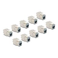 Delock Modul Keystone ze zásuvkového konektoru RJ45 na LSA Cat.6A, beznástrojový, šedá, sada 10 kusů