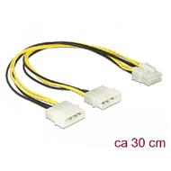 Delock Napájecí kabel 2 x 4 pin Molex samec > 8 pin EPS samec 30 cm